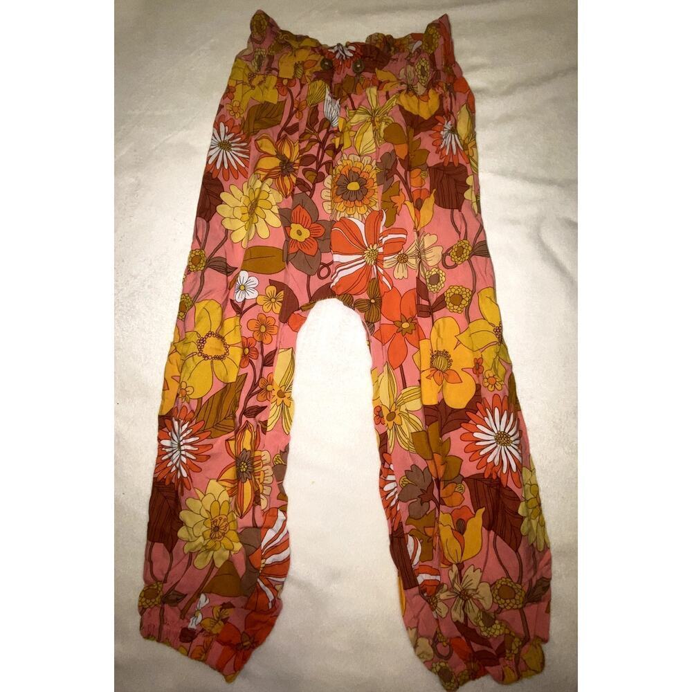 next Girls Wide Leg Jogger Bamboo Floral Pants Size 5-6 Years